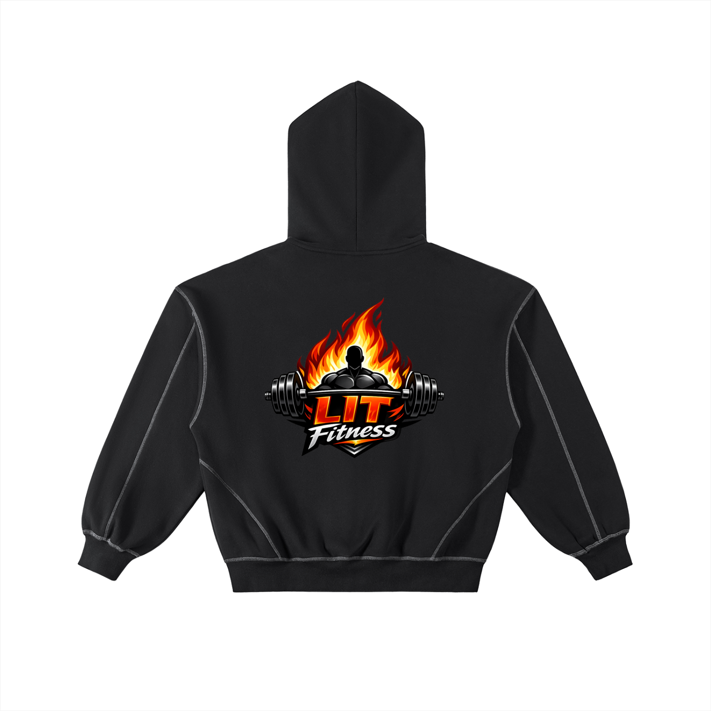 Lit Fitness Contrast-Stitched Boxy Fleece Zip Hoodie