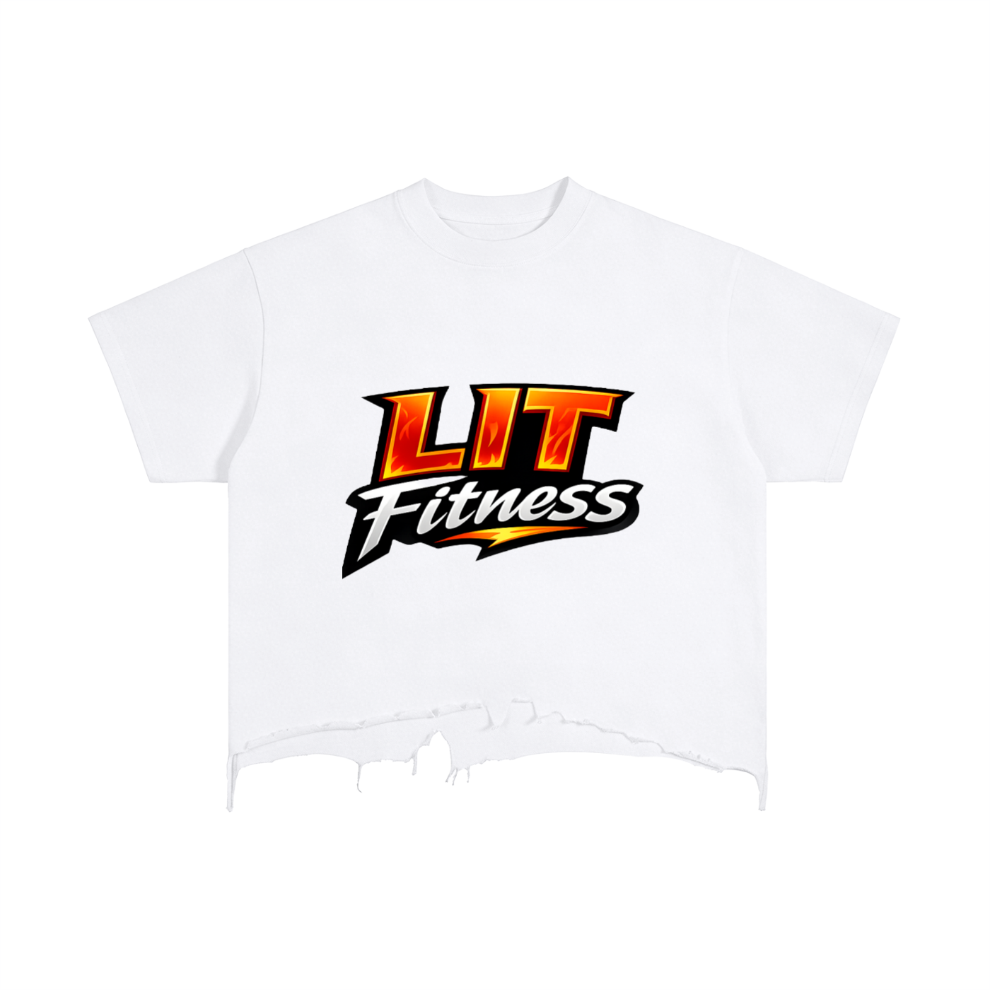 Lit Fitness Vintage Wash Boxy Distressed Hem T-Shirt
