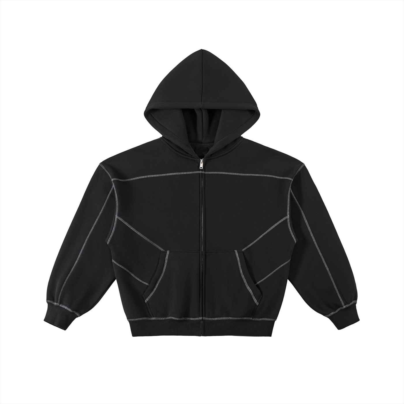 Lit Fitness Contrast-Stitched Boxy Fleece Zip Hoodie